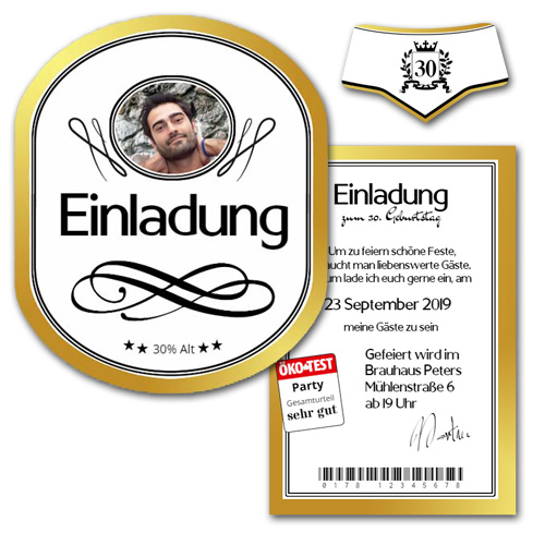 Flaschenetikett Einladung - Bierflasche Set1 (3-teilig